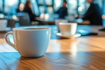 Fototapeta premium Background from cups of coffee or tea on the table