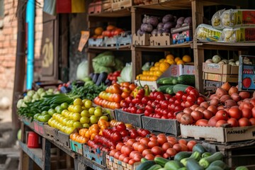 Fototapeta na wymiar Colourful fruit and vegetable market stall