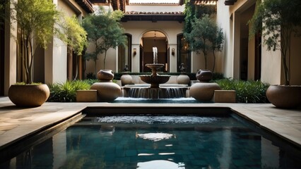 Integrate creative water features throughout the villa, such as reflecting pools, cascading waterfalls, or a contemporary fountain in the central courtyard