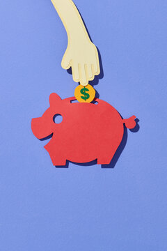 Piggy bank with golden coins. Money income