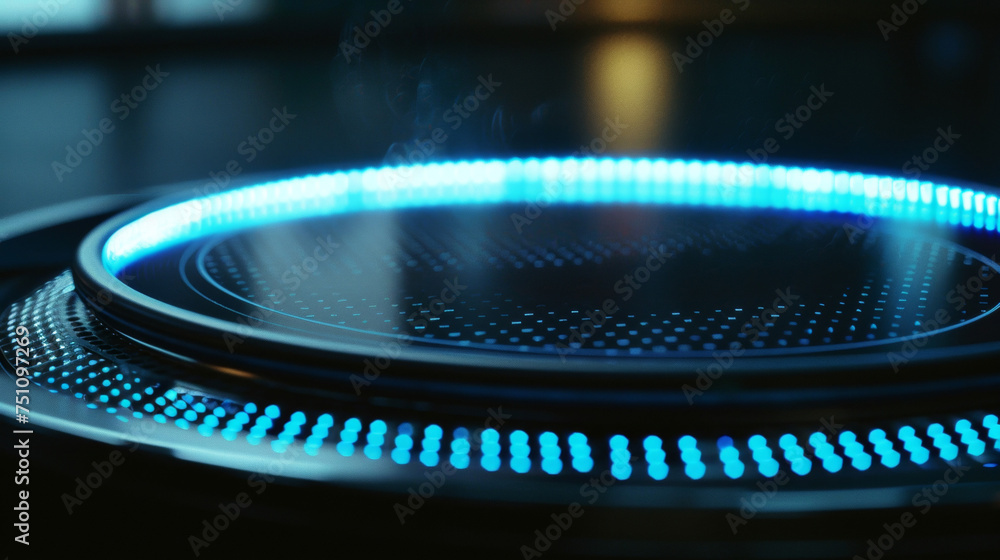 Poster the shimmering blue ring of light that appears around an induction cooktops heating element when it 