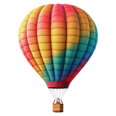 Colorful hot air balloon floating in the sky, isolated on transparent background, symbolizing adventure and freedom.
