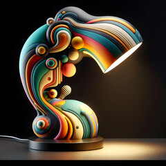 Desk Lamp with abstract art 