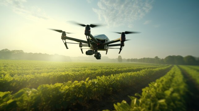 Drones monitor plant health Drones fly over crop fields and use high-resolution cameras. AI analyzes images to identify plant diseases, pests, and other problems.