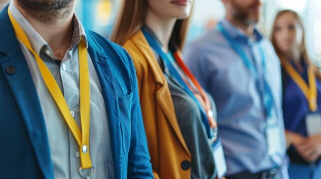 In a bustling office employees proudly wear badges and lanyards that display their companys commitment to ethical business practices and adherence to strict industry standards.