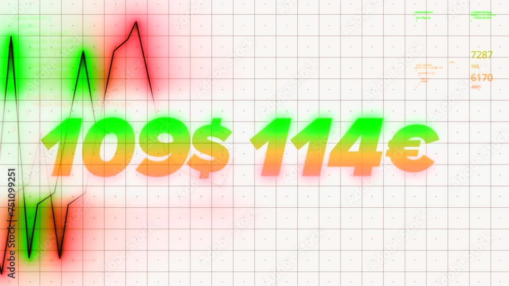 Poster animation with values of currency exchange rate chart. motion. moving stylish chart of bank currenci