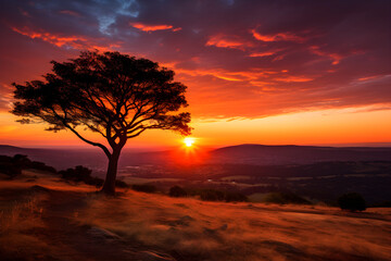 Fototapeta na wymiar Serenity of Nature: Captivating Sunset Over a Peaceful Landscape