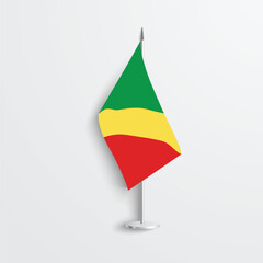 Republic of the Congo table flag icon isolated on light grey background. Republic of the Congo desk flag on barely white background.