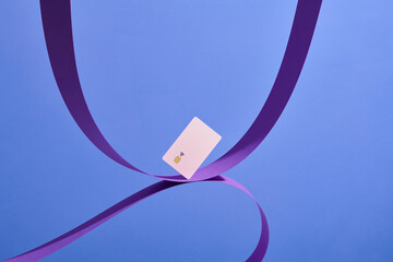 Strip wave paper and levitating template mockup bank credit card