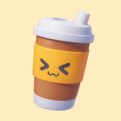 cute paper coffee cup cartoon illustration 