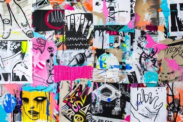 A creative chaos of torn notebook papers, embodying the punk aesthetic with a modern twist