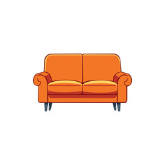 VECTOR ILLUSTRATION OF A ORANGE SOFA ISOLATED ON WHITE BACKGROUND