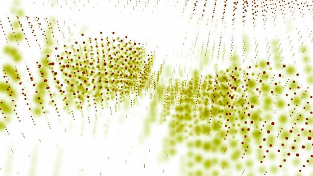 Abstract 3D space with rays of dots and colored reflections. Design. Movement of abstract rays from points in 3D space. Colorful lines of dots with effect of abstract rays of light