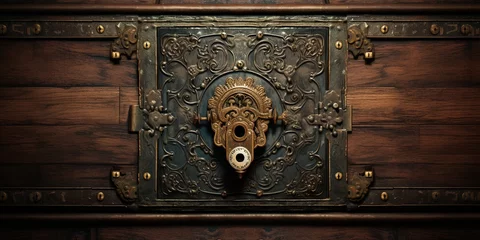 Stickers pour porte Vielles portes The master key hole. Security, vault, safe keeping concept. keyhole of old door or chest