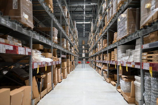 Shelves With Goods At Warehouse