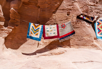 Beautiful handmade arab mats in Petra, Jordan