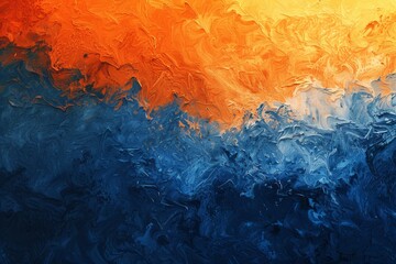 Warm orange and cool blue gradient background, symbolizing contrast, balance, and creative backgrounds.

 - obrazy, fototapety, plakaty