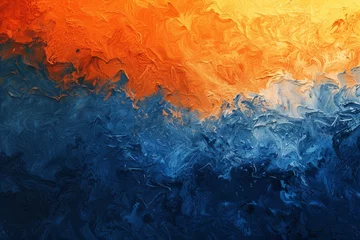 Poster Warm orange and cool blue gradient background, symbolizing contrast, balance, and creative backgrounds.   © Kishore Newton