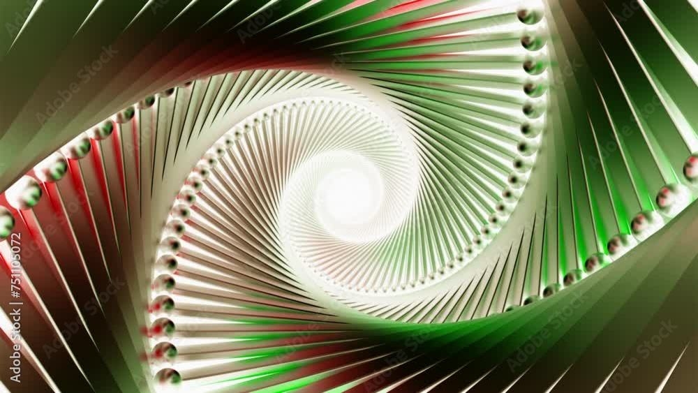 Poster hypnotic tunnel with swirling stripes and dots in 3d. motion. abstract twisting tentacles of tunnel.