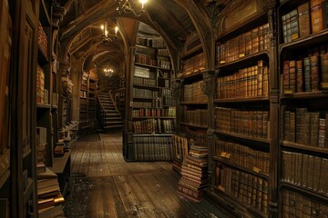 A library storing magical books