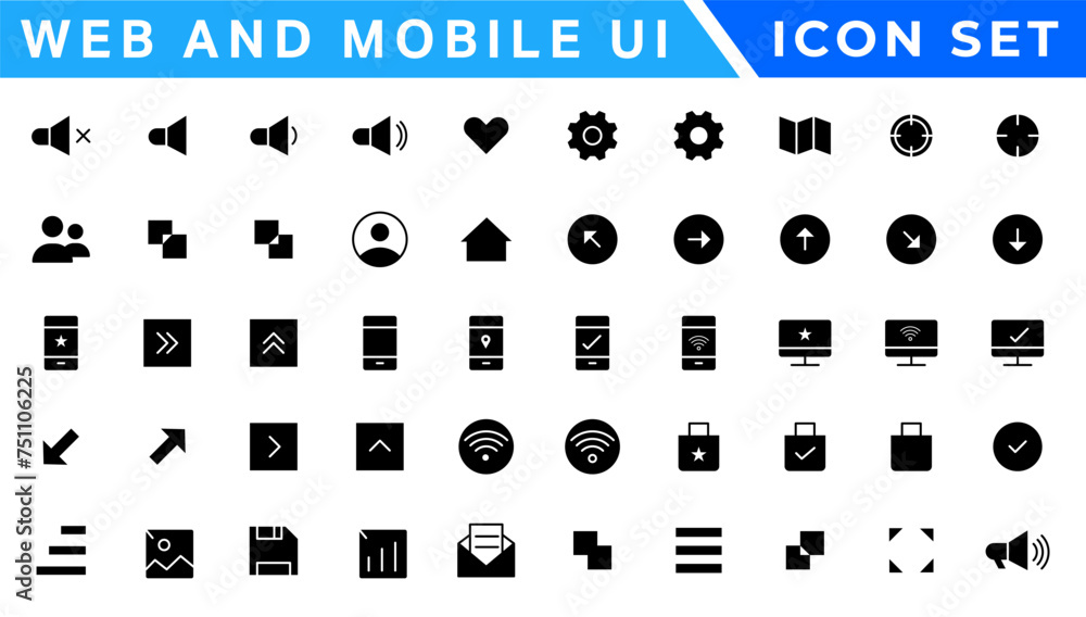 Poster ui ux icon mega set, user interface iconset collection