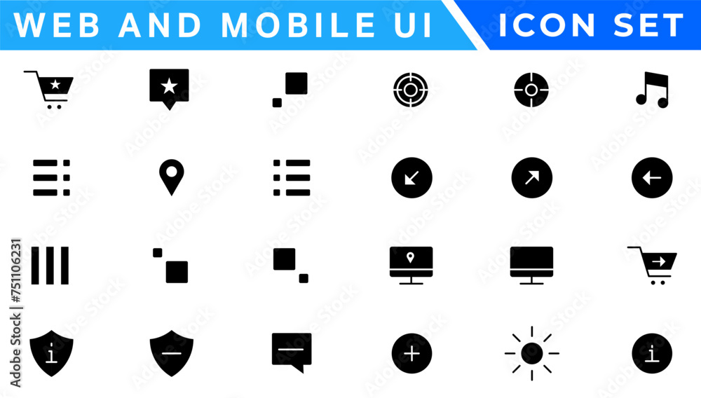 Poster ui ux icon mega set, user interface iconset collection