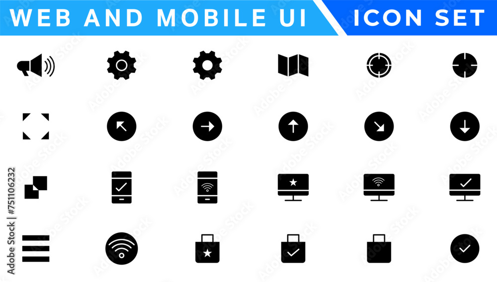 Poster ui ux icon mega set, user interface iconset collection
