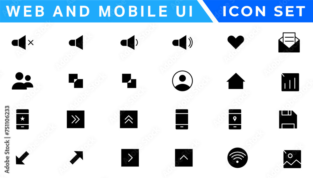 Poster ui ux icon mega set, user interface iconset collection