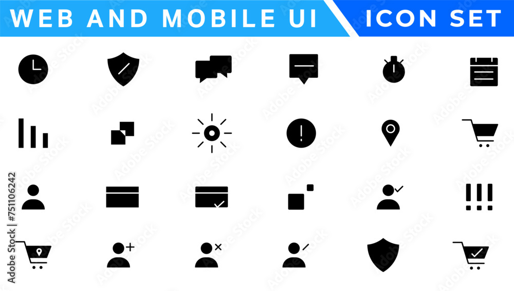 Poster ui ux icon mega set, user interface iconset collection
