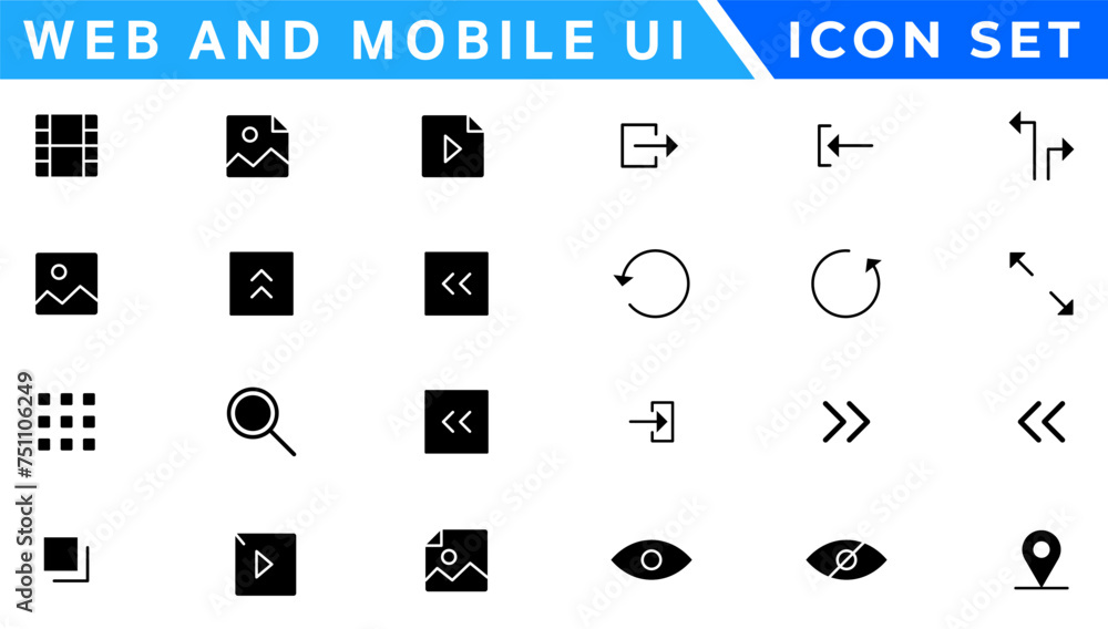Poster ui icons set. vector. for mobile, web, social media, business. user interface elements for mobile ap