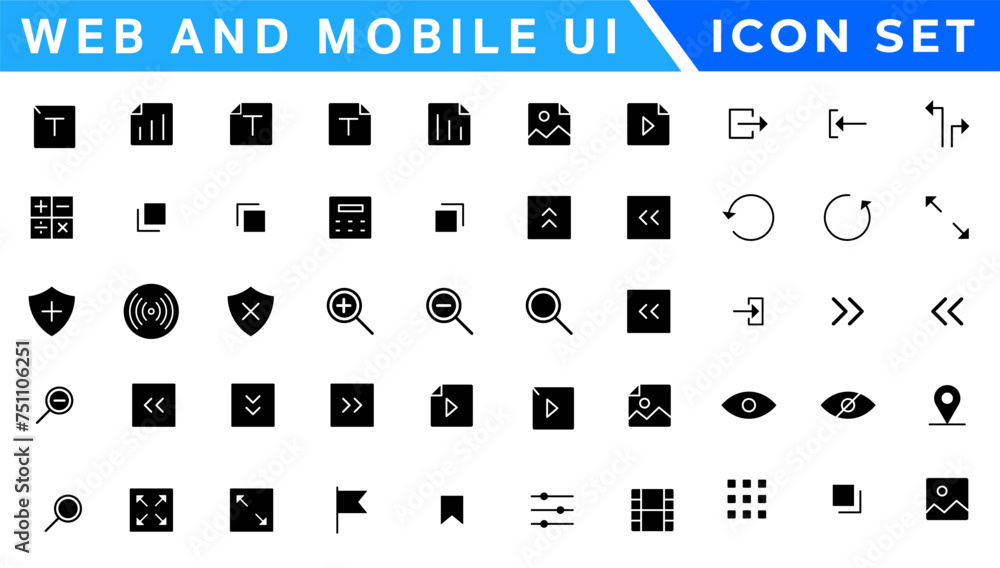 Poster ui icons set. vector. for mobile, web, social media, business. user interface elements for mobile ap