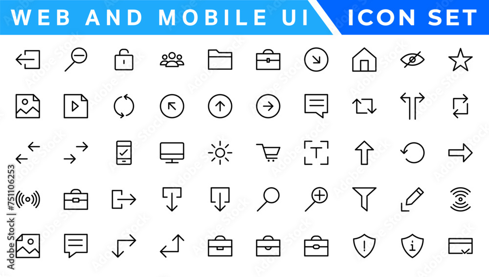 Poster ui icons set. vector. for mobile, web, social media, business. user interface elements for mobile ap