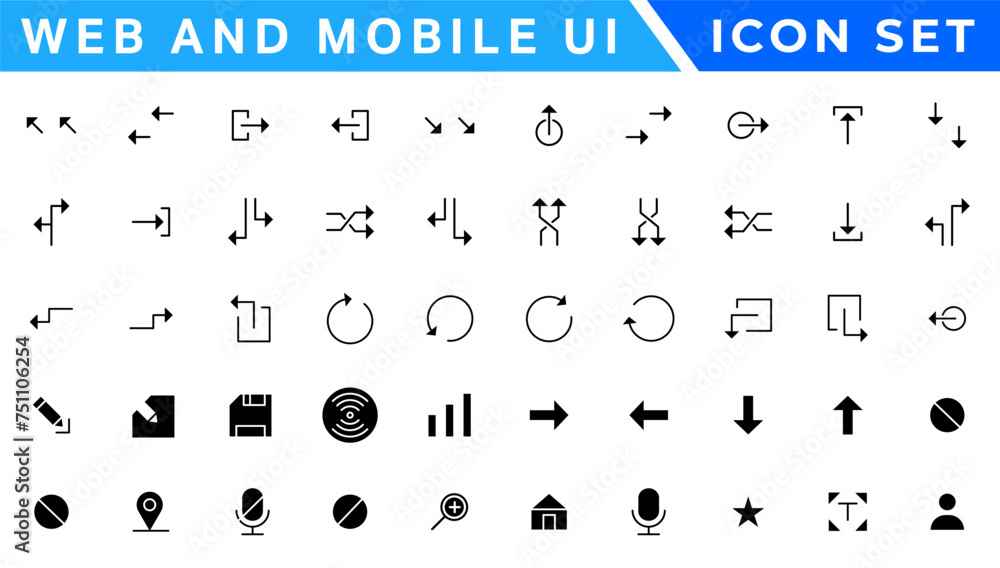 Poster ui icons set. vector. for mobile, web, social media, business. user interface elements for mobile ap
