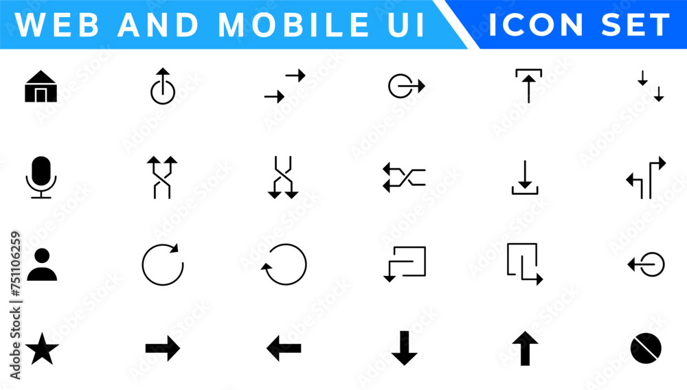 Poster ui icons set. vector. for mobile, web, social media, business. user interface elements for mobile ap