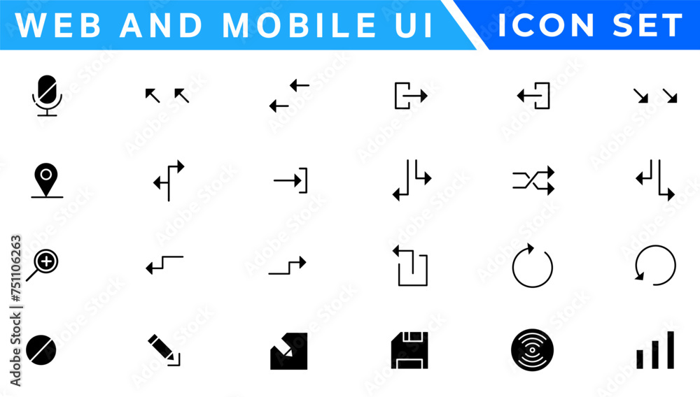 Aufkleber ui icons set. vector. for mobile, web, social media, business. user interface elements for mobile ap