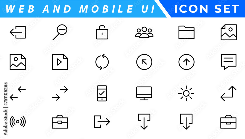 Poster ui icons set. vector. for mobile, web, social media, business. user interface elements for mobile ap