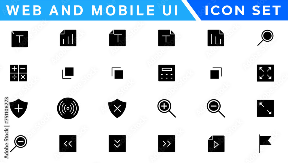 Poster ui icons set. vector. for mobile, web, social media, business. user interface elements for mobile ap