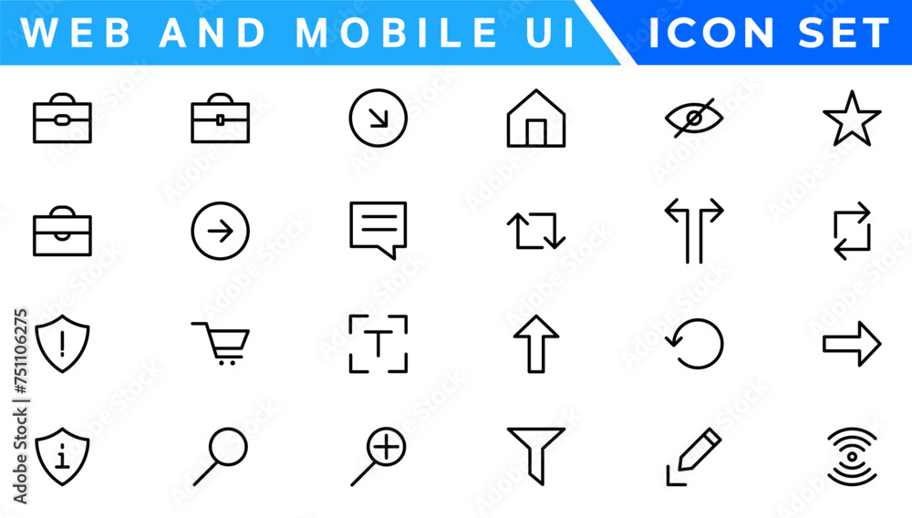 Poster ui icons set. vector. for mobile, web, social media, business. user interface elements for mobile ap