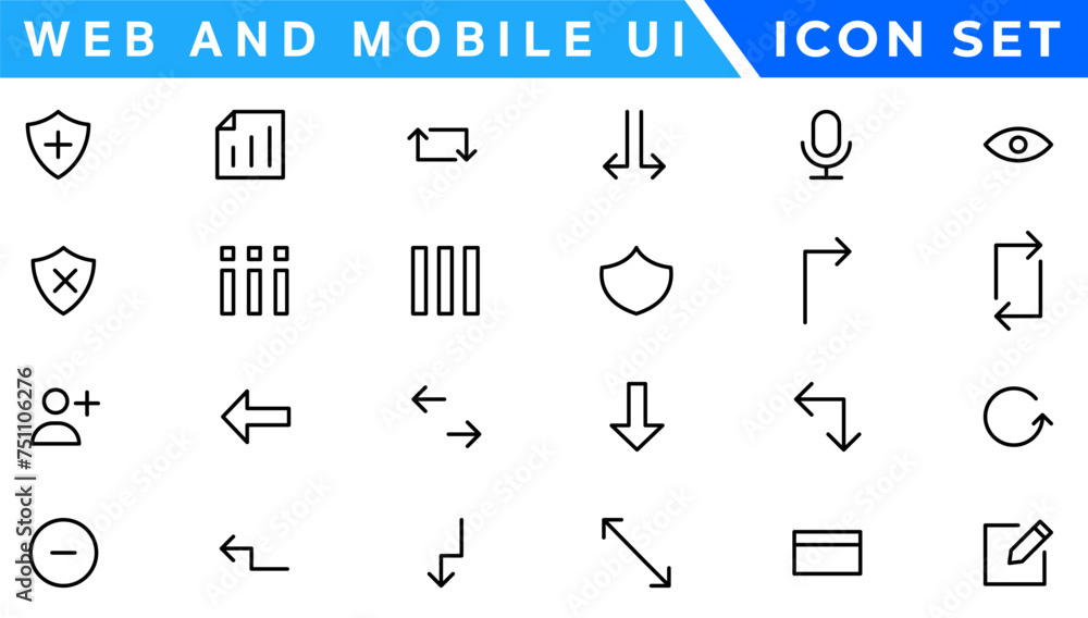 Poster ui icons set. vector. for mobile, web, social media, business. user interface elements for mobile ap