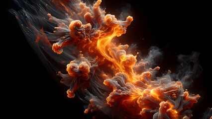 a close up of a fire on a black background