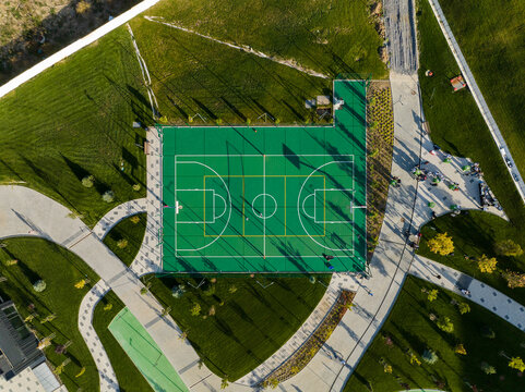 Basketball court shot from above