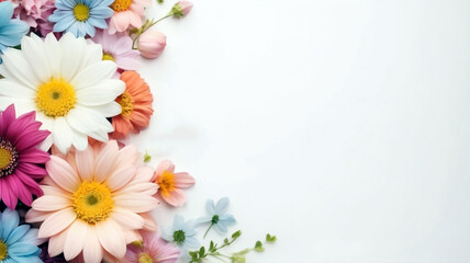 Spring flowers border with soft colors