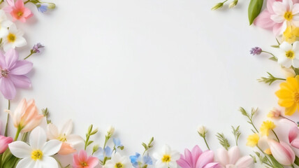 Obraz na płótnie Canvas Spring flowers border with soft colors