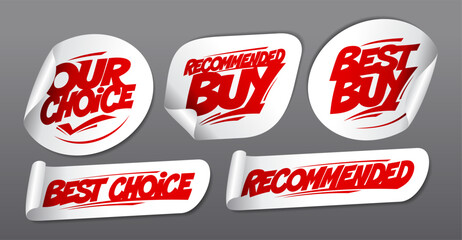 Recommended buy, best choice, best buy stickers set