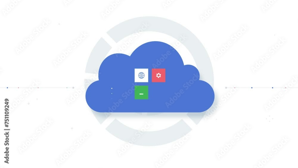 Poster cloud data storage animation concept
