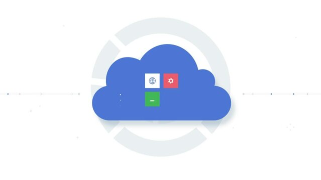 Cloud data storage animation concept
