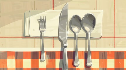Cartoon spoon fork knife kitchen design
