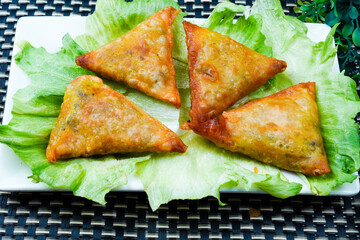 Fried samosas with vegetable filling. Samosa Snacks 