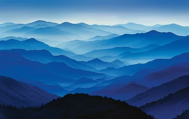 Schilderijen op glas Beautiful wallpaper,blue mountain range, great smoky mountains,smokey background, depth of layers © Evodigger