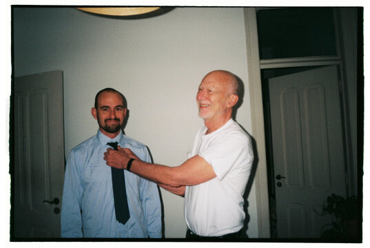 Senior father and son happy together